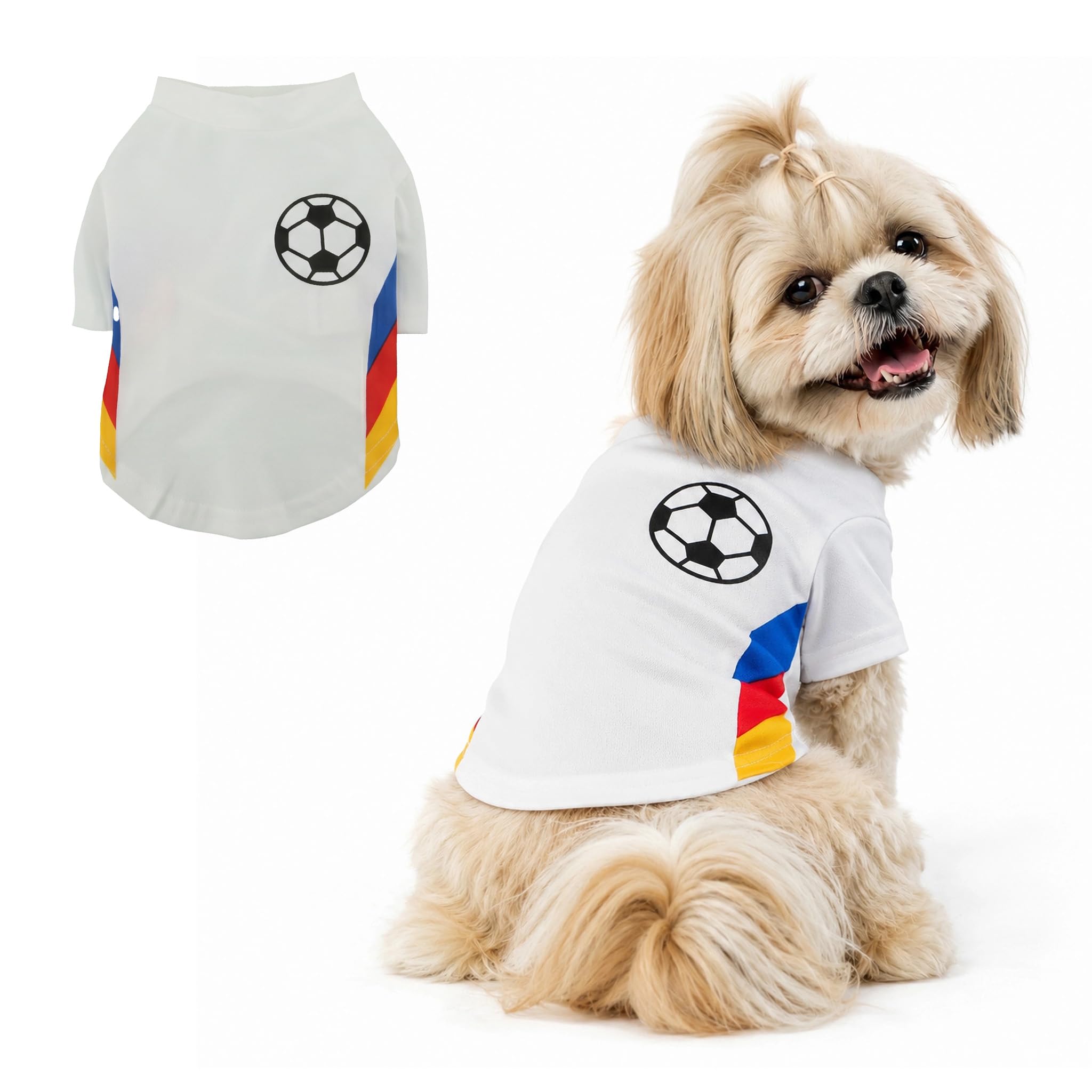 Ranphy Quick-Dry Football Shirt for Small and Medium Dogs, White, XXL