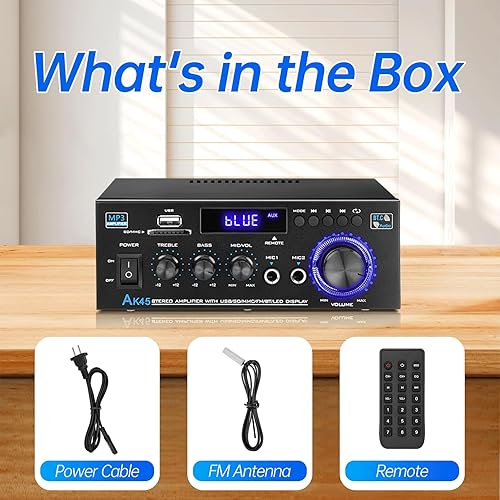 Miniatura 8 de AK45 Amplificador estéreo receptor Bluetooth 5.0 amplificador de potencia 2 canales 300W amplificador de audio para el hogar con USBtarjeta