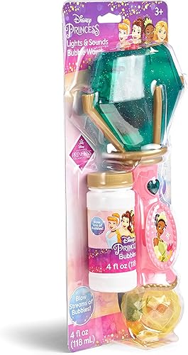 Miniatura 4 de Little Kids Disney Princess and The Frog Tiana - Varita musical de burbujas con luz y sonido, incluye solución de burbujas, multicolor (20522)