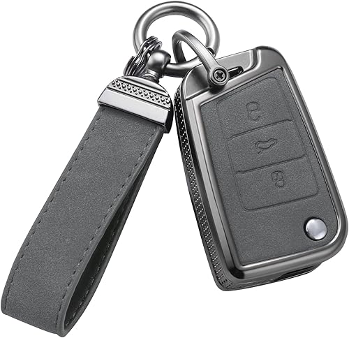 Miniatura 17 de YO&YOYE Compatible con funda para llavero VW Volkswagen con llavero protector de llave de cuero