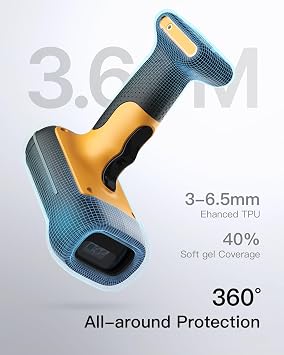 Inateck Industrial Barcode Scanner Bluetooth, 1D Scanner Wireless with IP67 Waterproof and Dustproof, Handscanner with App & SDK,BCST-61
