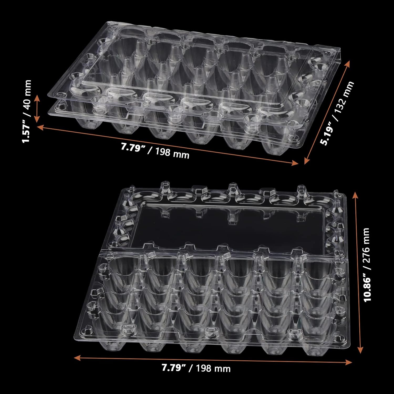 LEXININ 100PCS 24 Grid Quail Egg Cartons, Clear Quail Egg Containers, Plastic Quail Egg Holder Trays for Kitchen Storage