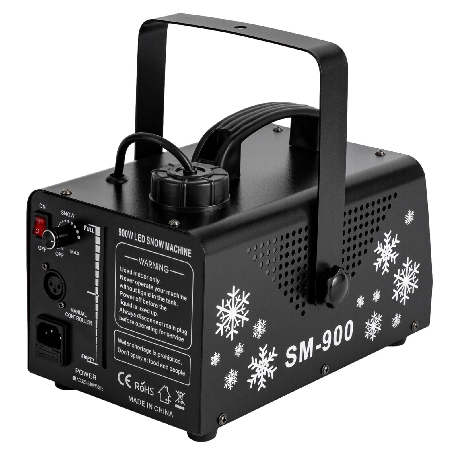 9 * 3W LED Schneemaschine,180-240ft² Schneekanone mit Fernbedienung,Beleuchtungseffekte Mit Verblassen, Blitz, Sprung,für Halloween, Weihnachten,Partys