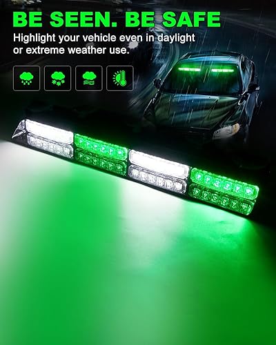 Miniatura 59 de HLauto Luces estroboscópicas de emergencia 6Z4J: luces de seguridad blancas rojas de 2 x 16.8 pulgadas, 48 luces LED intermitentes de advertencia