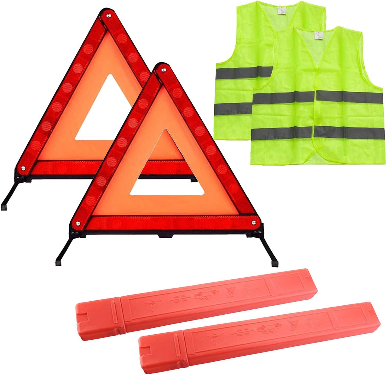 Warning Triangle Kit, Foldable Safety Triangle Kit Car Emergency Roadside Kit with Warning Triangle,Reflective Safety Vest and Storage Case