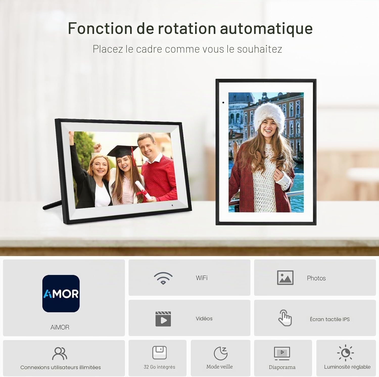 Humblestead Cadre Photo Numérique WiFi 10,1 Pouces écran Tactile Intelligent 1280x800 IPS Noir