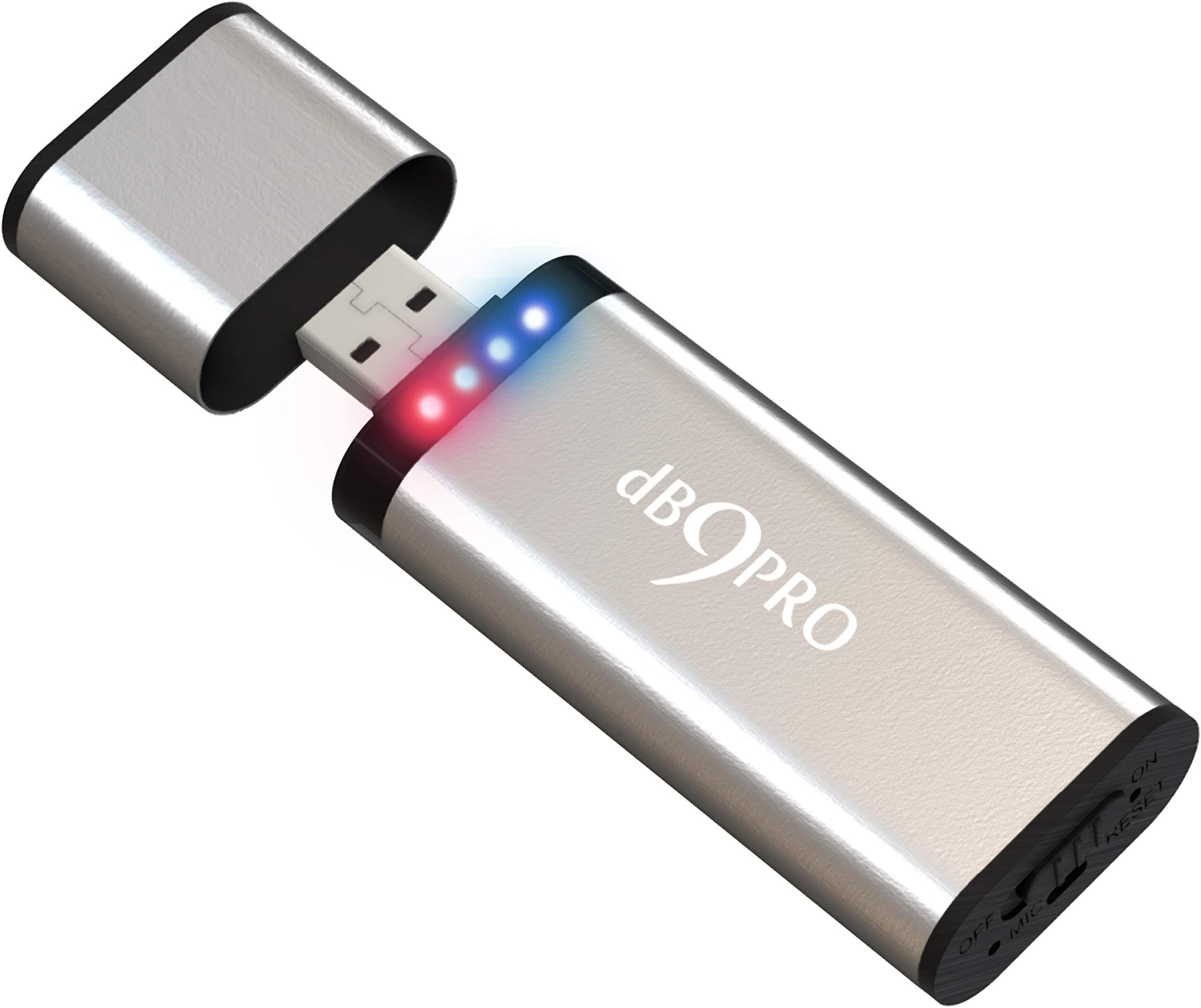 Audio Recorder for Lectures Digital Voice Recording Device with USB by dB9PRO (Silver) - 8GB / 48 Hrs Storage - Record While Charging - 2 Lanyards and 2 Free eBooks - Never Miss A Word!