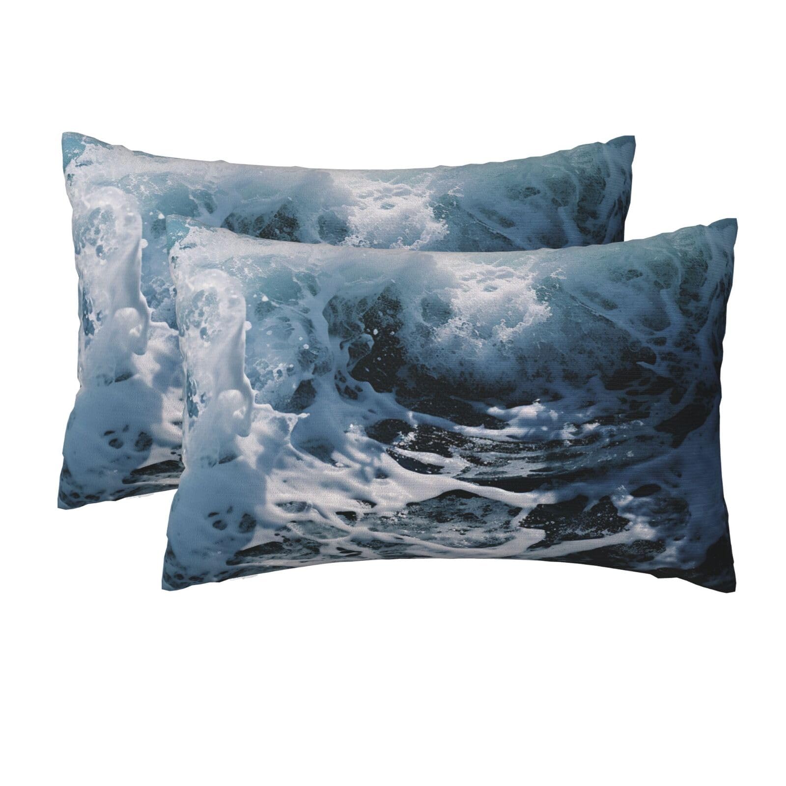 2 Pack Queen Pillow Cases with Hidden Zipper, Soft Breathable Pillow Covers for Hair and Skin, Ocean Splash Foam Pillowcases 20"x30" Bed Pillow Protectors Cover for Sleeping Gifts
