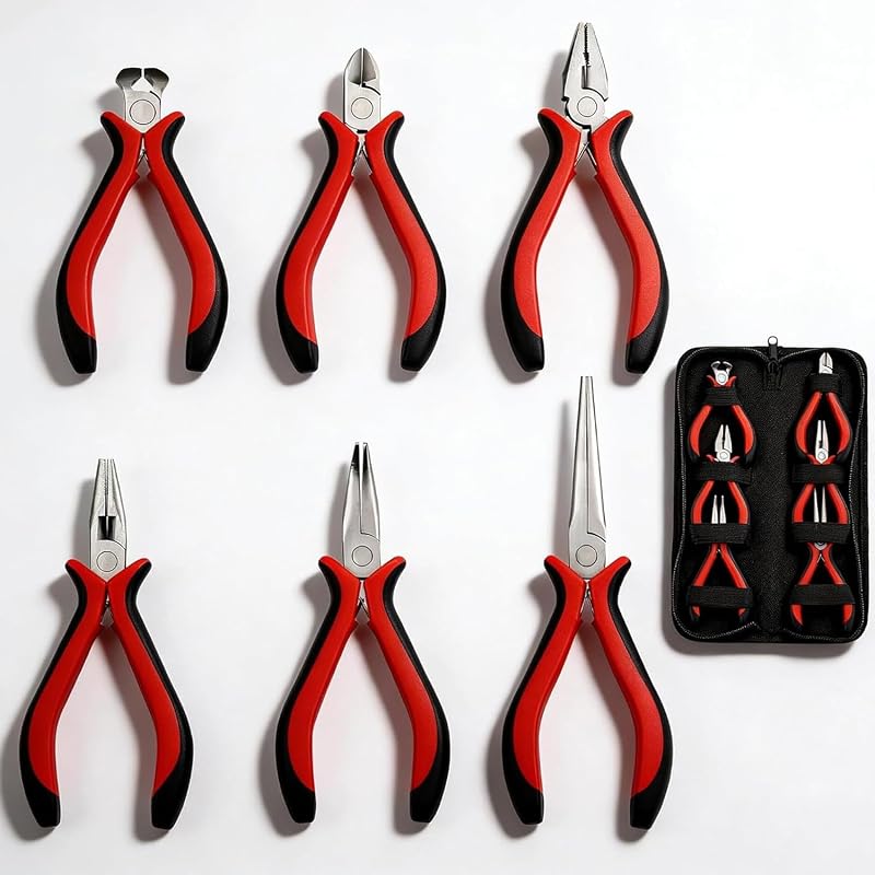 Kit de Alicates Mini de Precisão AutoViteX com 6 Peças e Estojo