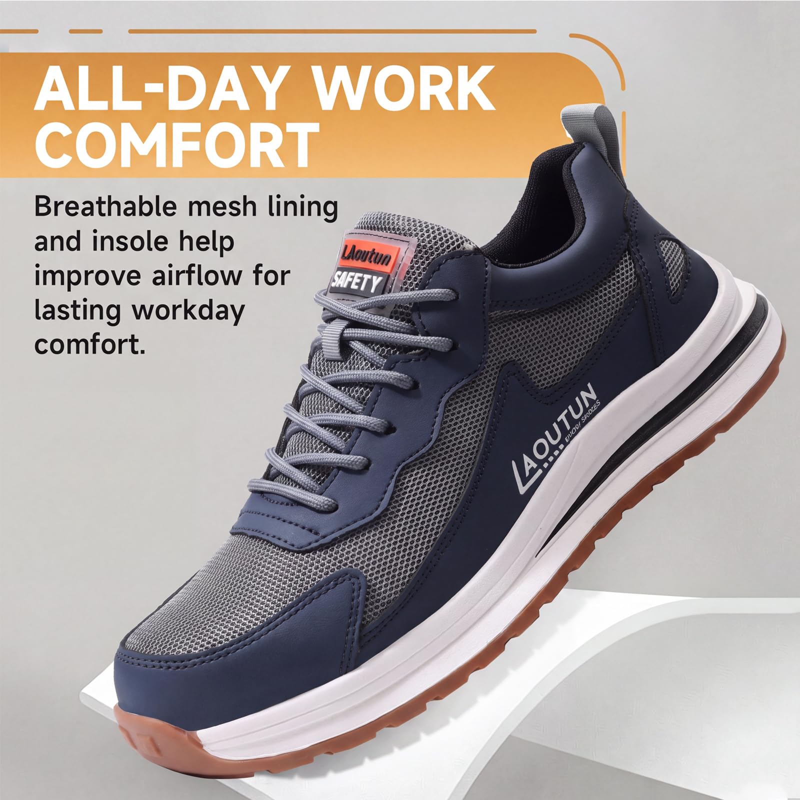 LAoutun Zapatillas de seguridad para hombre, con puntera de acero