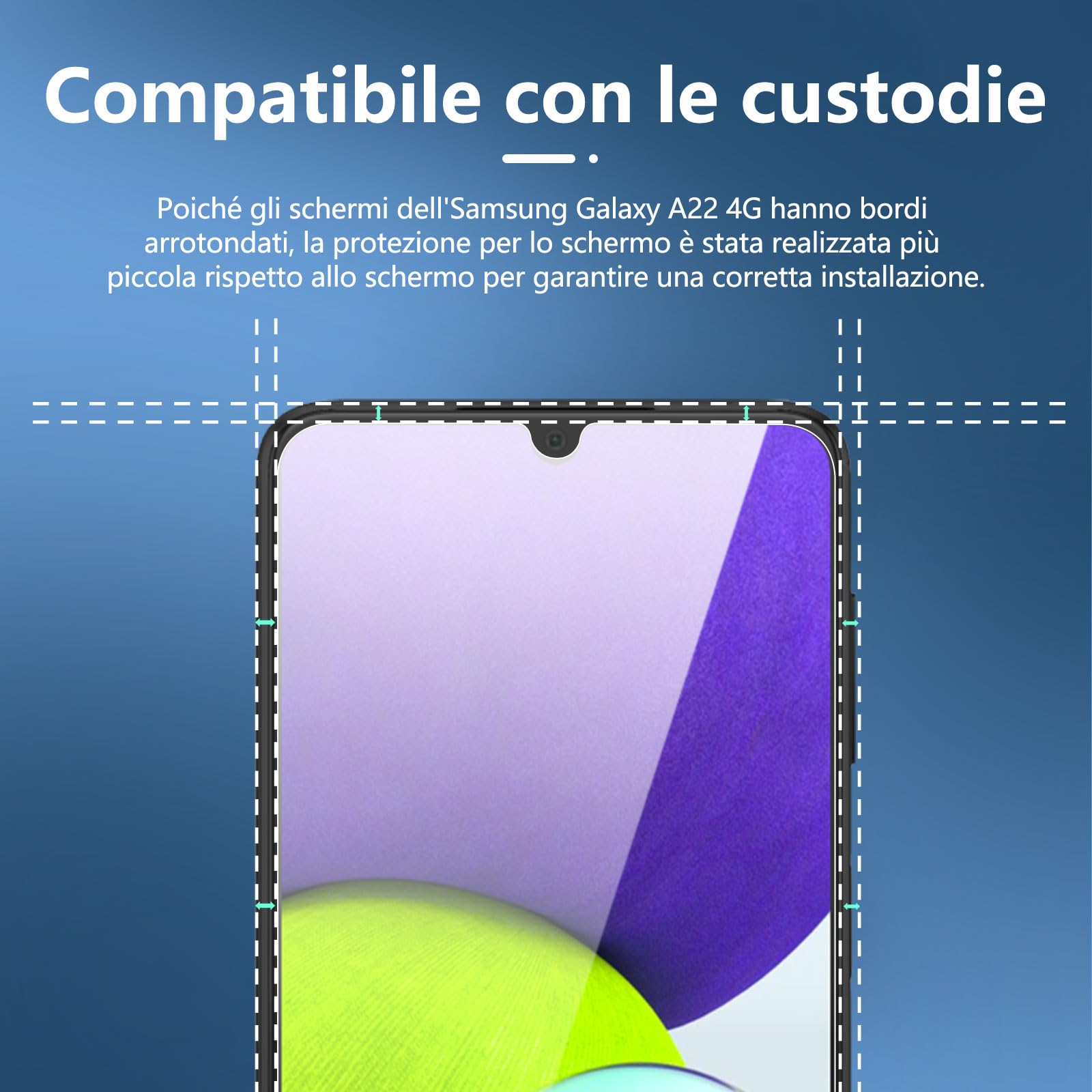 NEW'C 3 Pezzi, Vetro Temperato per Samsung Galaxy A22 4G (Non per Samsung Galaxy A22 5G), Pellicola Prottetiva Anti Graffio, Anti-Impronte, Durezza 9H, 0,33mm Ultra Trasparente, Ultra Resistente