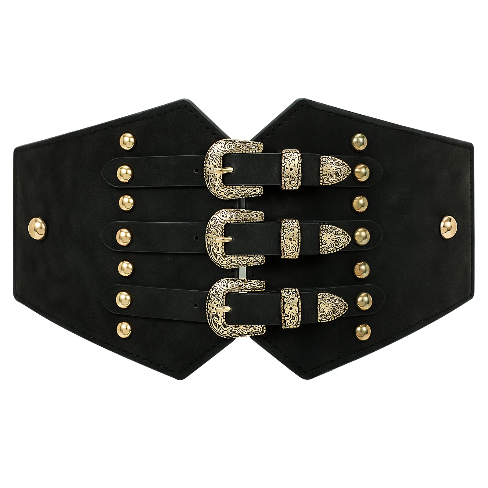 XIAOWU Renaissance Corset Belt for Women Wide Leather Waist Belt for Dresses and Costumes
