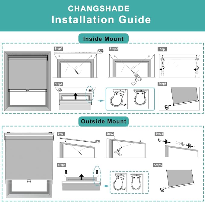 Blackout Roller Shades sin cable 36x72 pulg gris miniatura 9