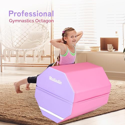 Miniatura 3 de Tapete octágono de gimnasia de 24 x 26 pulgadas, tapete de ejercicio para entrenamiento de salto mortal para preescolar y niños