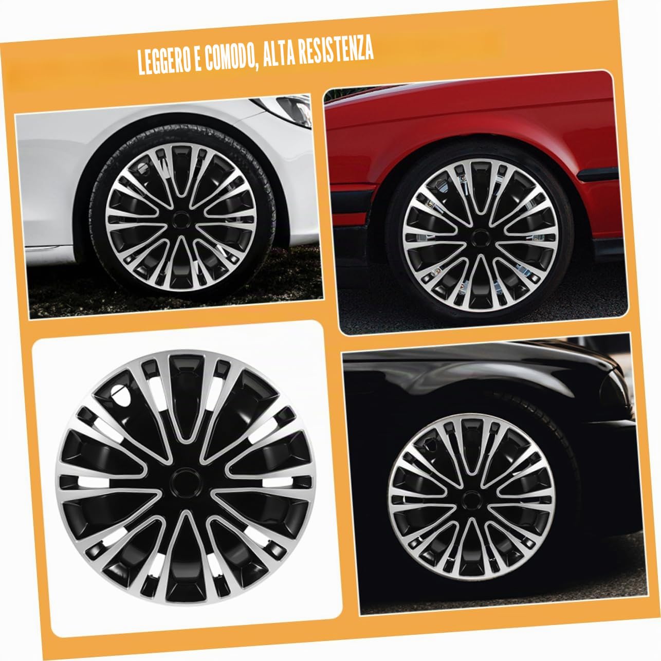 Copricerchi Auto in Pp Design Raffinato e Durata Eccezionale, Coprimozzo Decorativo per Ruota Auto Versatile e Resistente Adatto a Veicoli