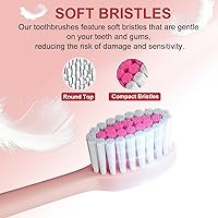 Vista 7 de 2 cepillos de dientes eléctricos con soportes, 12 cabezales de cepillo de dientes sónico de repuesto, 6 modos, IPX7 impermeable, temporizador