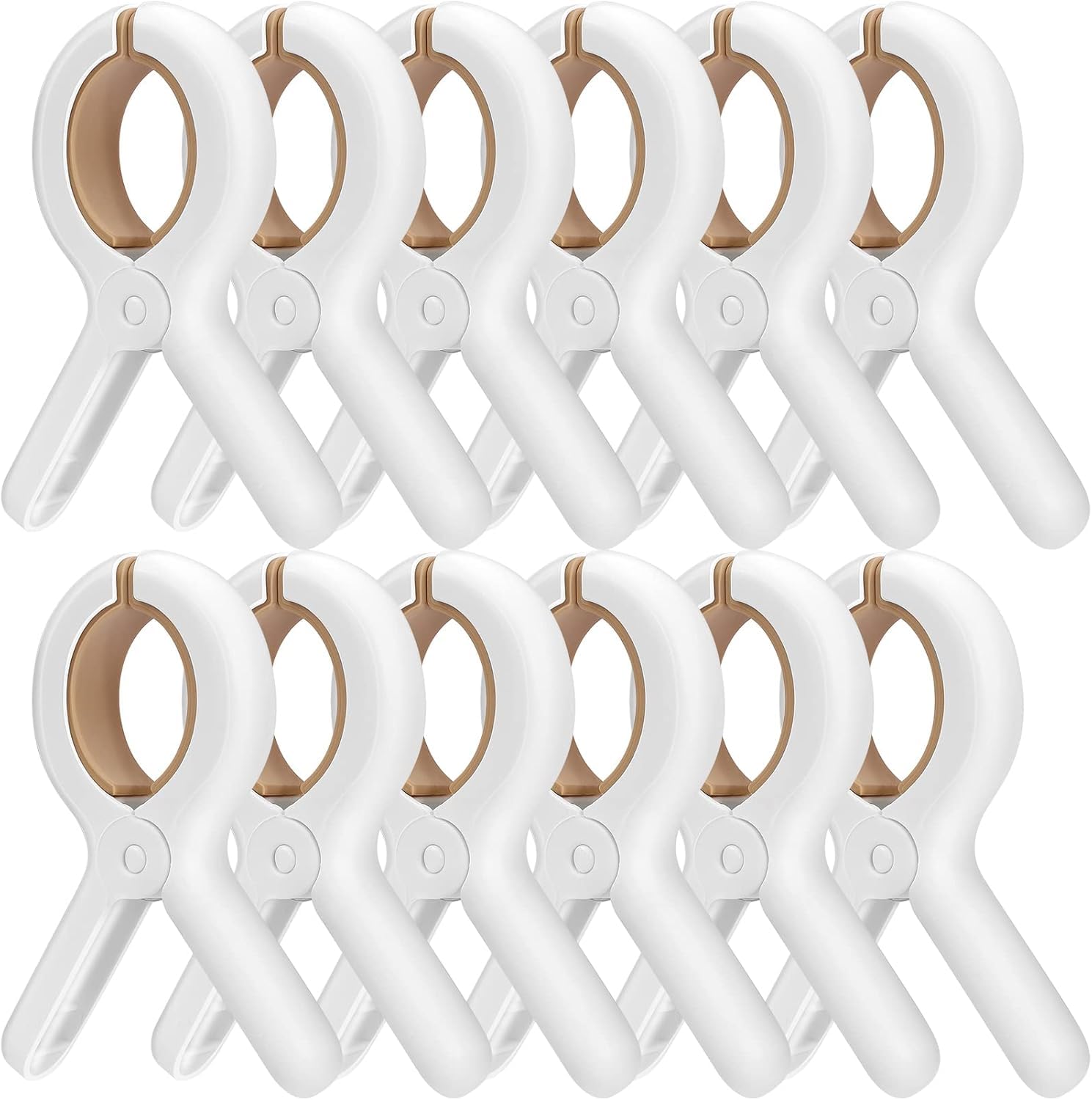 Plastic Towel Pins, Strong Grip Anti-Rust Spring, Heavy Duty Beach Towel Clips, Laundry Clothes Pins to Keep Your Towel, Clothes, Blanket Drying on Clothesline, Brown, Pack of 12-image-41