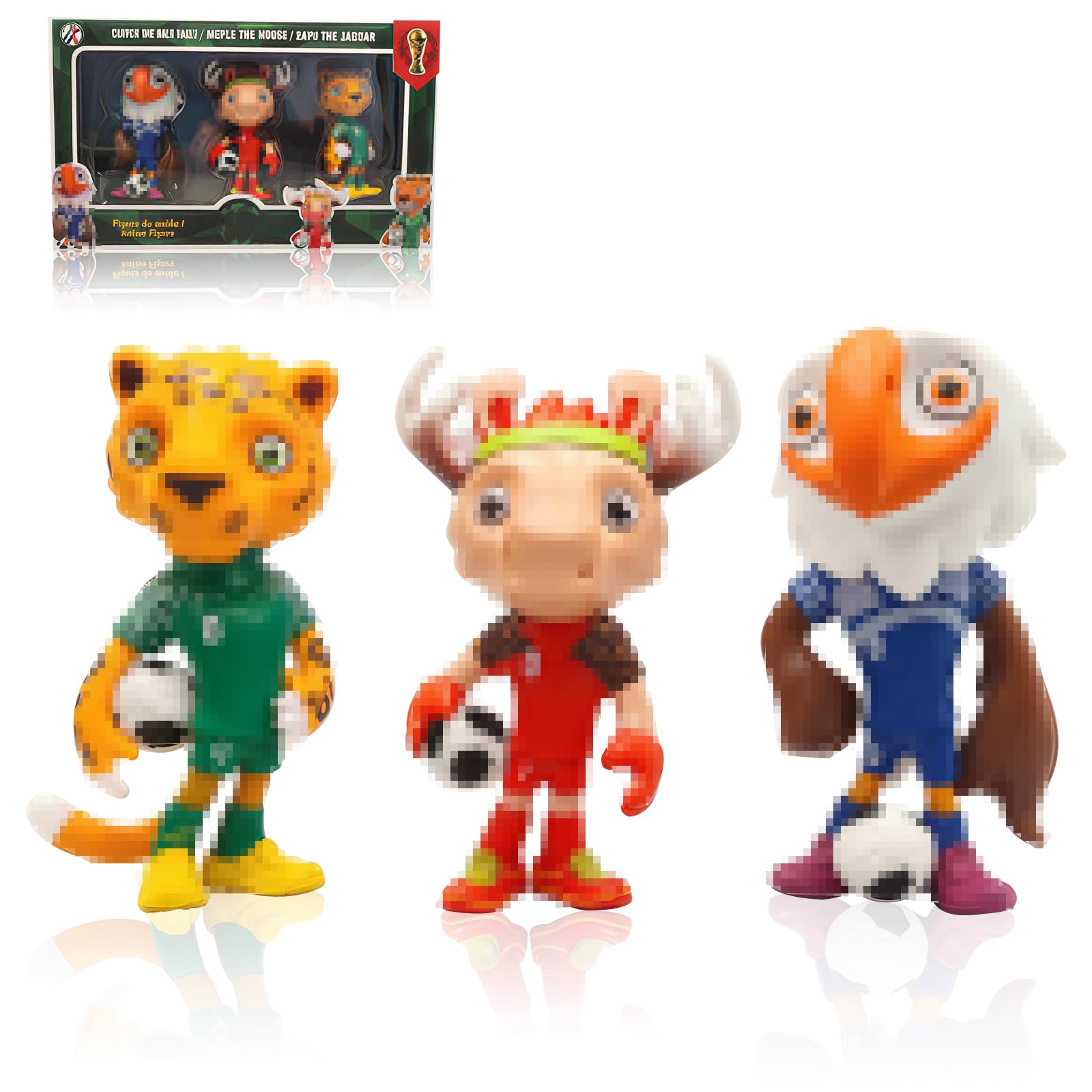 WM 2026 Maskottchen Figuren, Puppenfiguren Spielzeug, Figure Cake Topper, Sammlerpuppen, Dekorative Ornamente für Fußballfans, Deko Geschenk, Freunde, Kinder