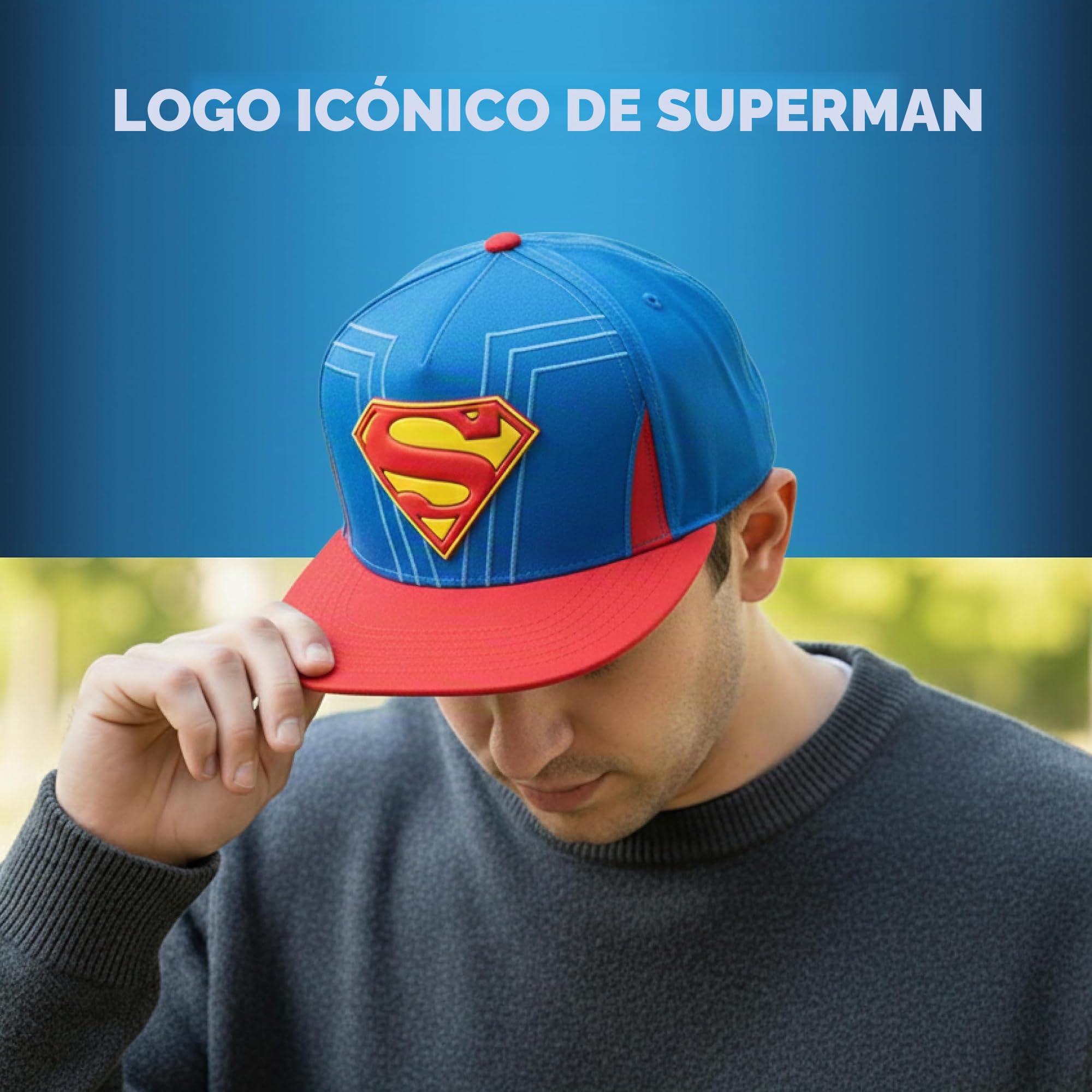 Concept One DC Comics Superman Baseball Cap, Snapback Hat with Flat Brim Gorra de béisbol Unisex Adulto