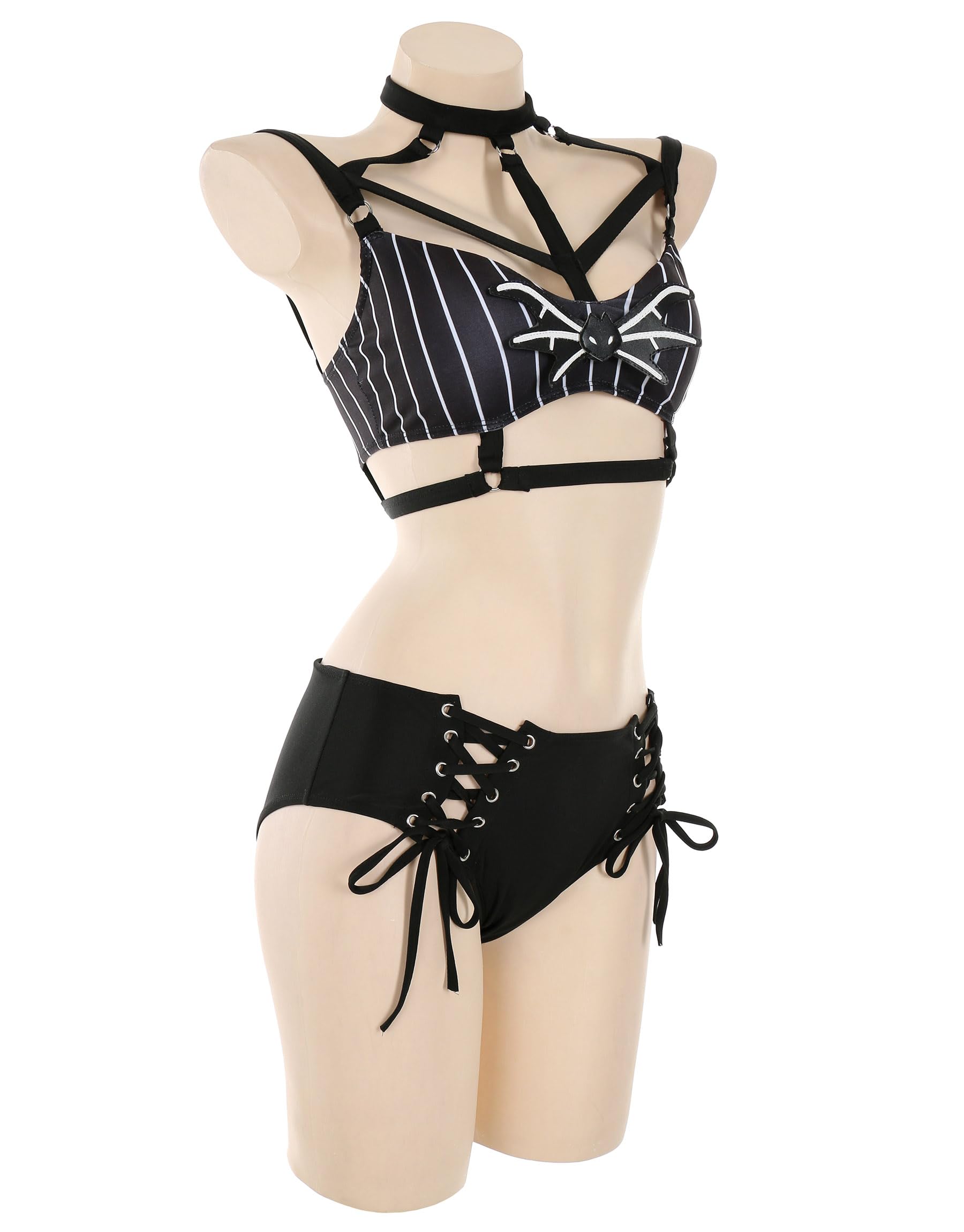 MEOWCOS Women's Bikini Sets Bathing Suit Swimsuits Halter Top and Shorts Bikini Sets with Tulle Cover-up