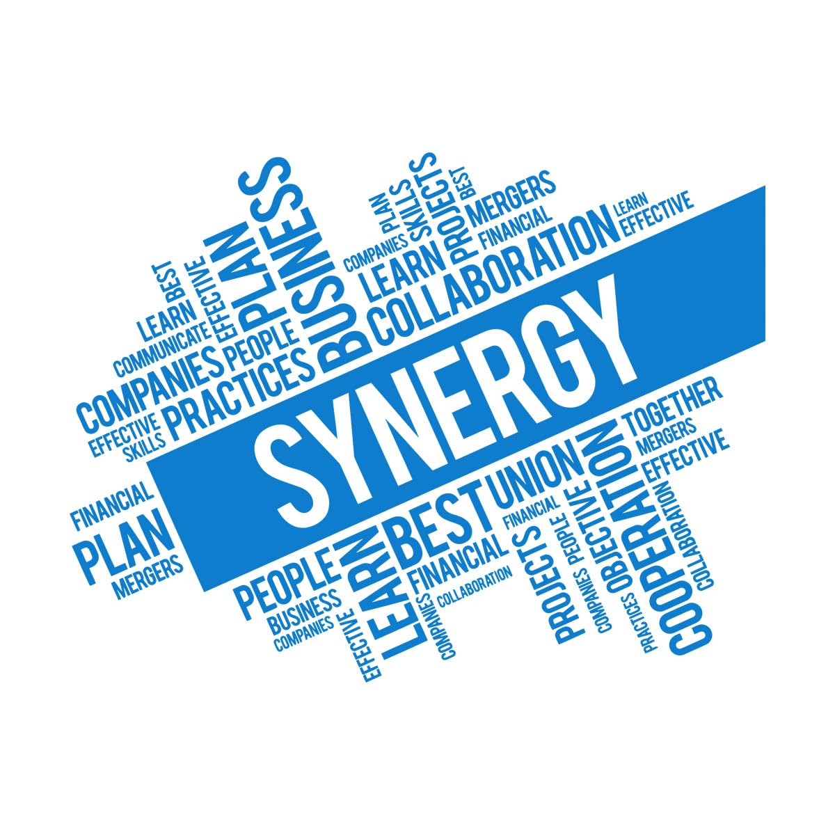 Mural and Wall Vinyl Decal Synergy Collaboration Business Office Space Words 81x108.3cm Removable Without Leaving Glue Extra Large Blue