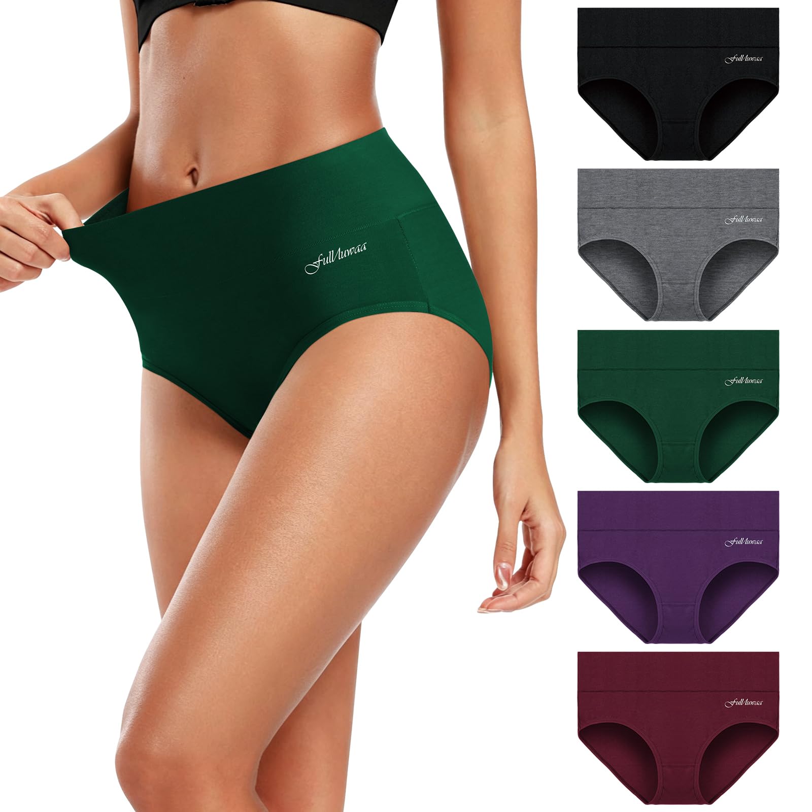 Fullluwaa Mutande Donna 5 Pezzi - Mutande Alte Donna - Elastiche, Traspiranti, Vita Alta