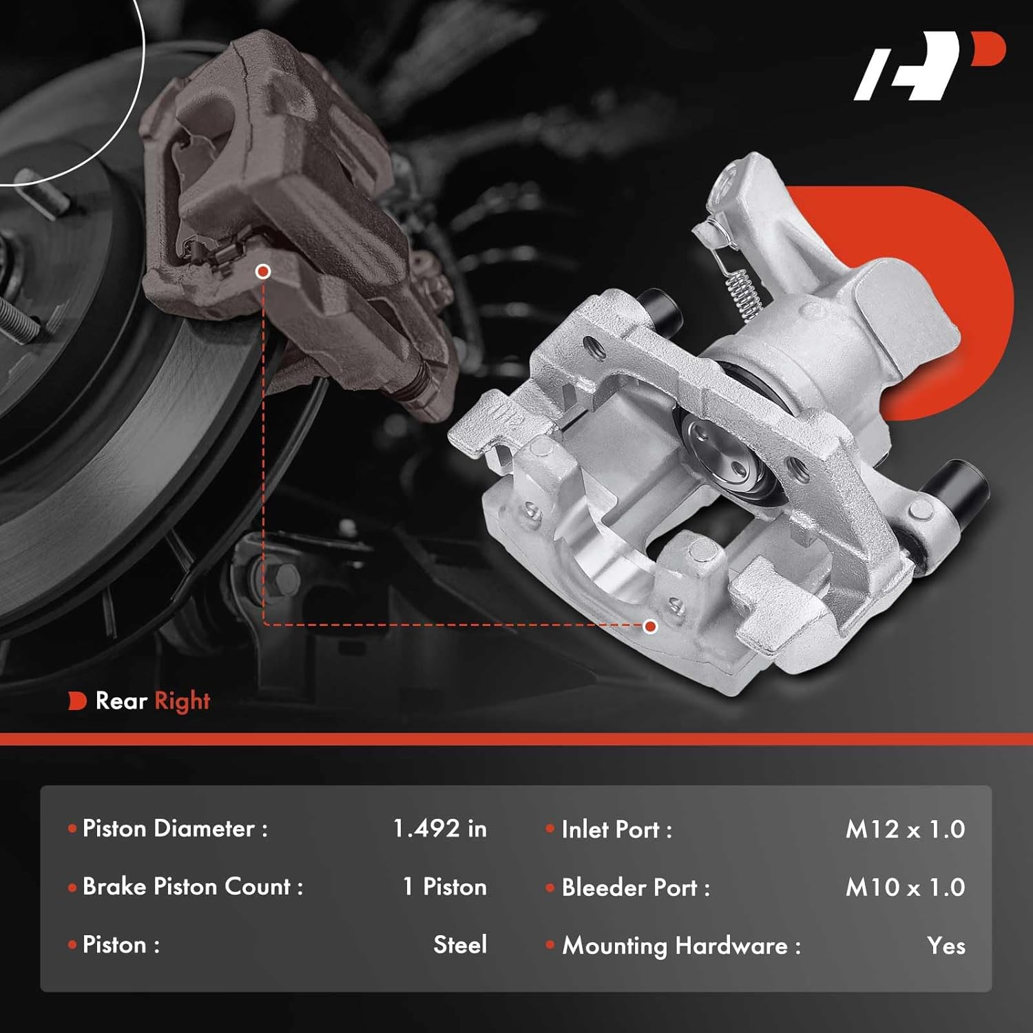 A-Premium Disc Brake Caliper Assembly with Bracket Compatible with Select Cadillac and Saab Models - BLS 2007-2008, 9-3 2003-2011, 9-3X 2010 - Rear Right Passenger Side