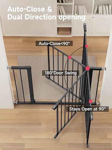 Miniatura 5 de Puerta de bebé de 29.5-40.5 pulgadas para escaleras, puerta para perros para puertas, puerta de seguridad de metal para bebés con cierre automático