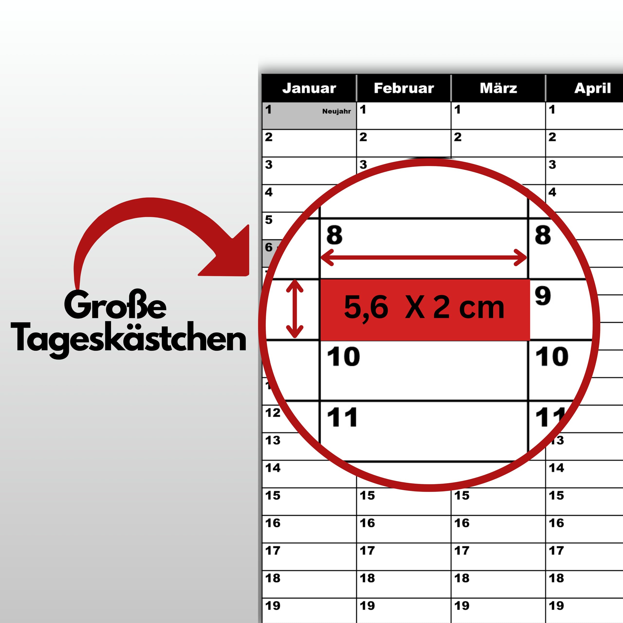 XL Wandplaner 70x66 cm, statisch selbsthaftend, abwischbar, wiederverwendbar & rückstandsfrei. Wandkalender, Jahresplaner für Büro & Familie mit Monats- & Wochenplaner. Größe zw. DIN A1 und DIN A2
