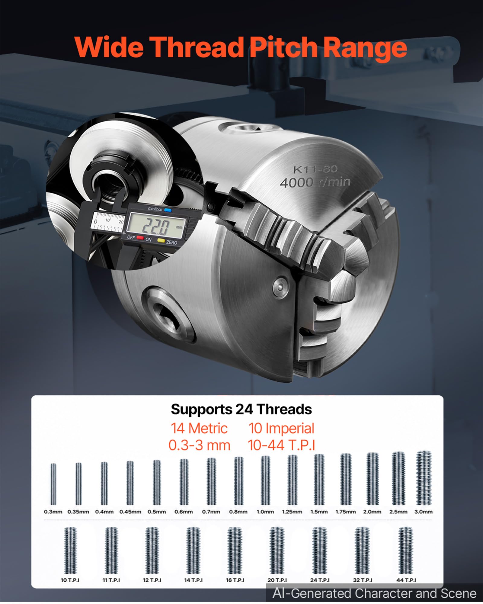 VEVOR Tornio da Banco per Metalli 650W Ingranaggi 220 x 402mm Corpo Ghisa