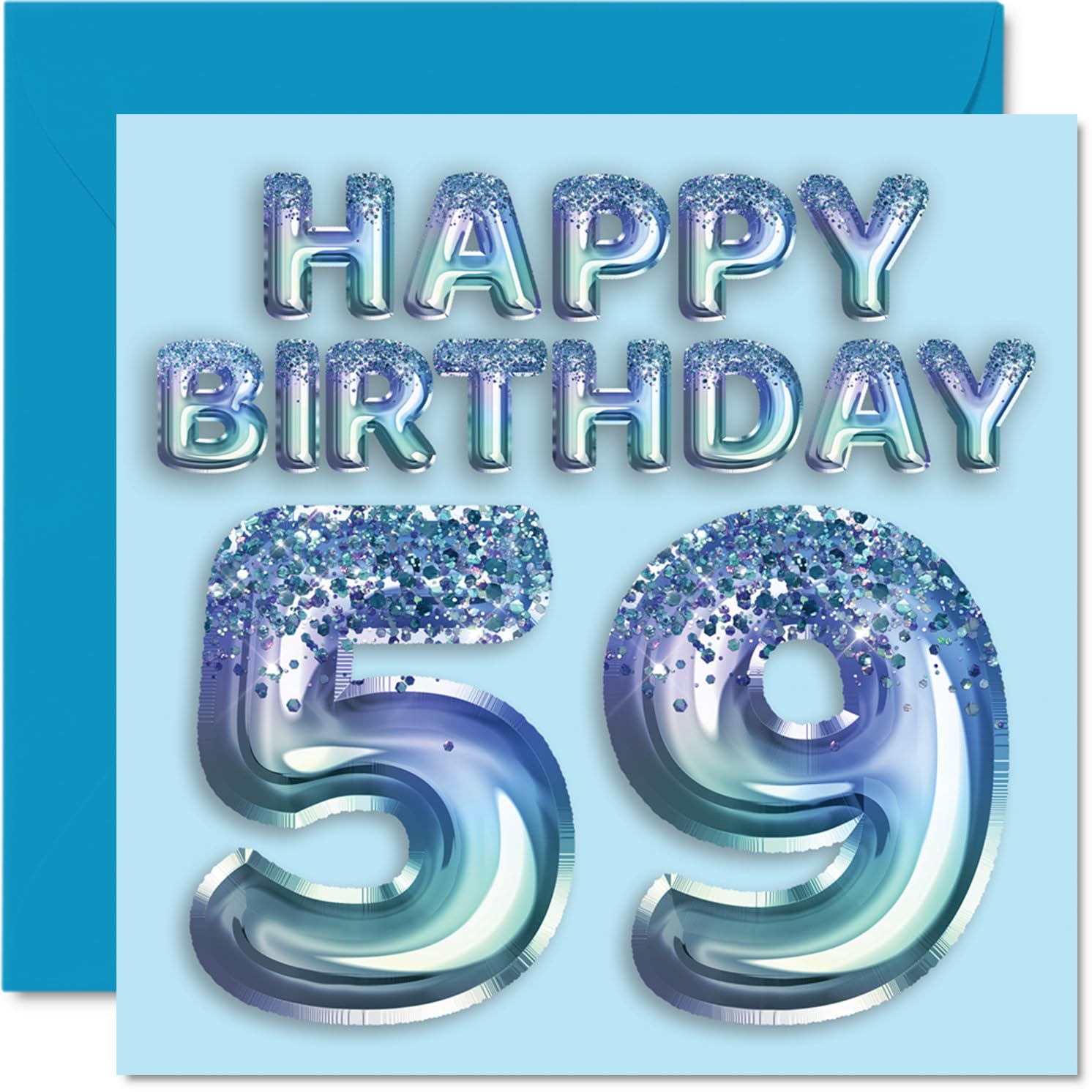 Carte D'anniversaire 59e Anniversaire Pour Homme – Ballon De Fête Bleu à Paillettes – Cartes D'anniversaire Pour Homme De 59 Ans, Oncle, Grand-père, Grand-père, Grand-père, Grand-père, Grand-père