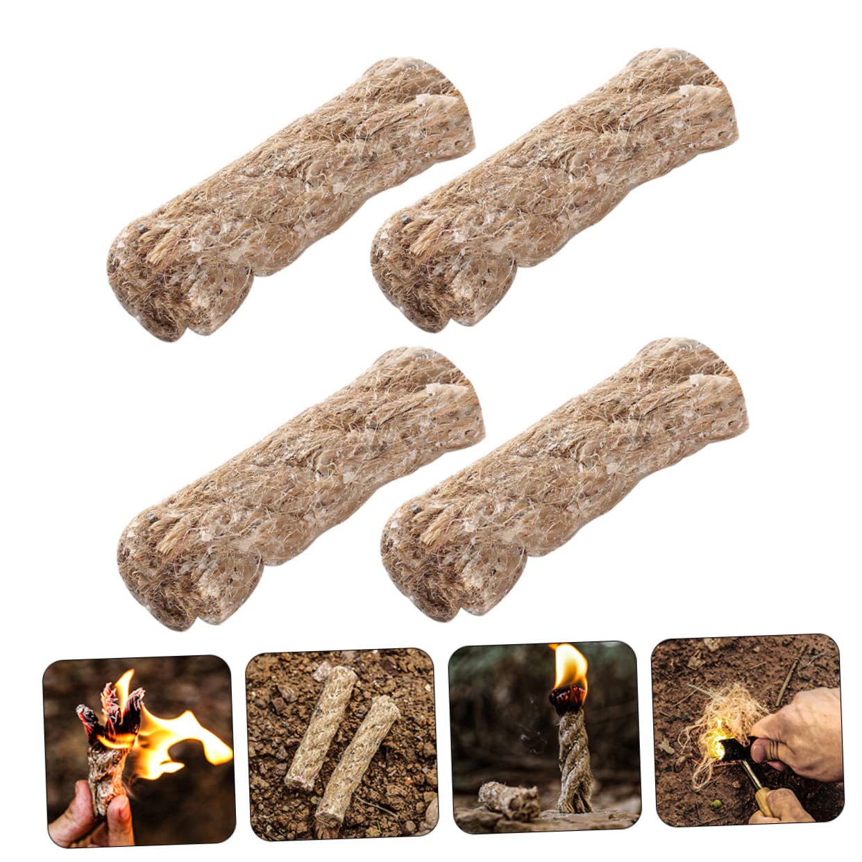 OHPHCALL Camping Fire Ropes 4pcs Ignite Ropes for Quick Safe Outdoor Fire Starting