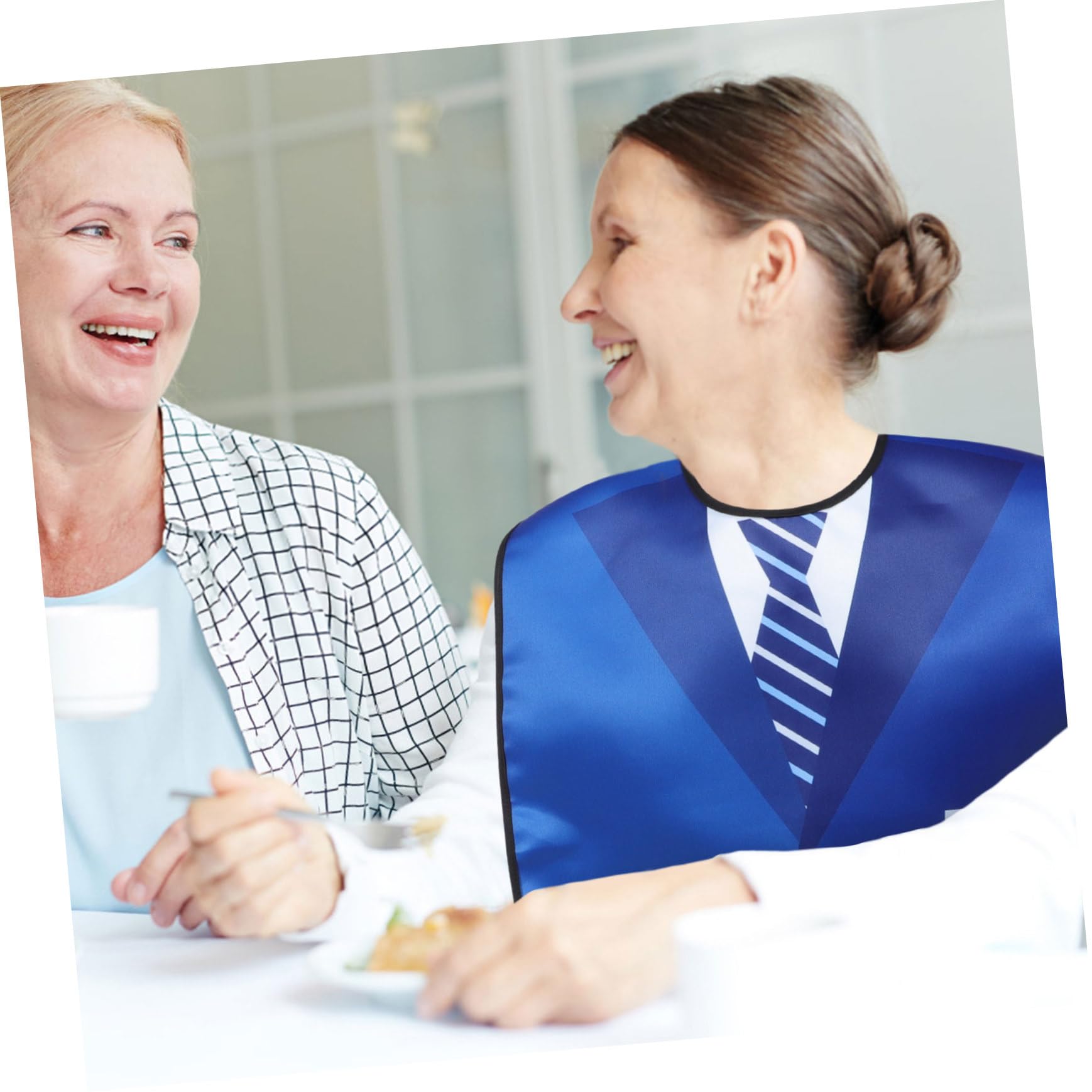 KALLORY Elderly Adult Bib Protective Eating Apron for Women Waterproof Soft Material Bib for Senior