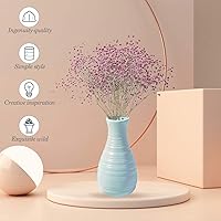 Vista 6 de Florero irrompible para flores, jarrón de plástico con aspecto de cerámica para decoración del hogar, sala de estar, mesa (azul concha)