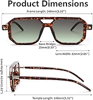 Vista 117 de Feisedy - B2622 - Lentes de sol estilo aviador, cuadrados, clásicos de los años 70, unisex, con montura clásica retro y elegante, UV400 Marco