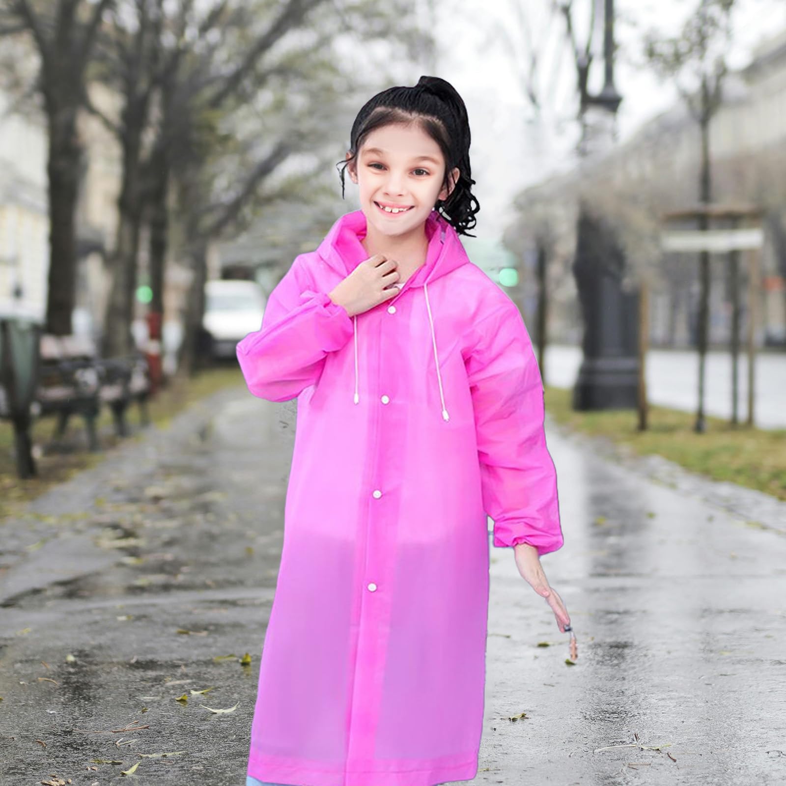 ZOCONE 3 Piezas Chubasquero Niño Reutilizable Poncho Impermeable Niño con Capucha y Botón, EVA Poncho Lluvia Capa de Chuva Criança Chubasquero Impermeable para Viajes, Senderismo, Camping