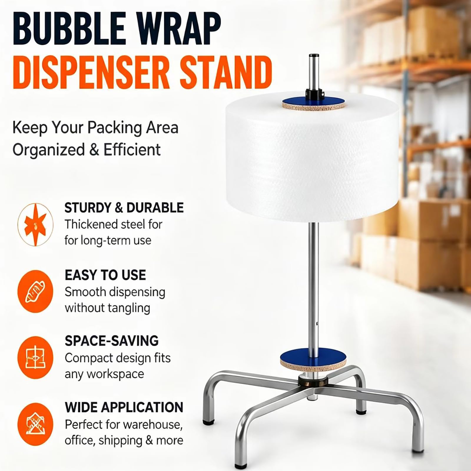 Dispenser per Pluriball Resistente, Design Verticale Salvaspazio | Supporto Manuale per Rotolo di Carta da Imballaggio, Ideale per Magazzini, Imballaggi per E-commerce, Traslochi e Spedizioni