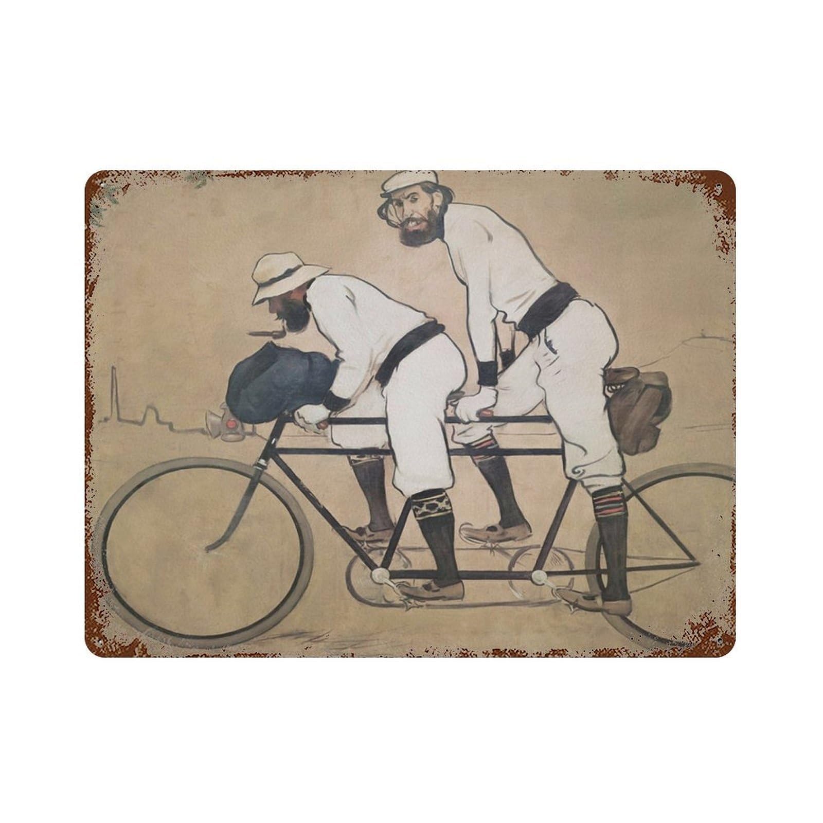 xiaoxiaoshen Ramon Casas Vintage Bicycle 19th Century Cycling Wall Decor Art Metal Tin Poster Modern Home Decor Art Home Bar Shop Decorations Vintage Sign 30x40cm