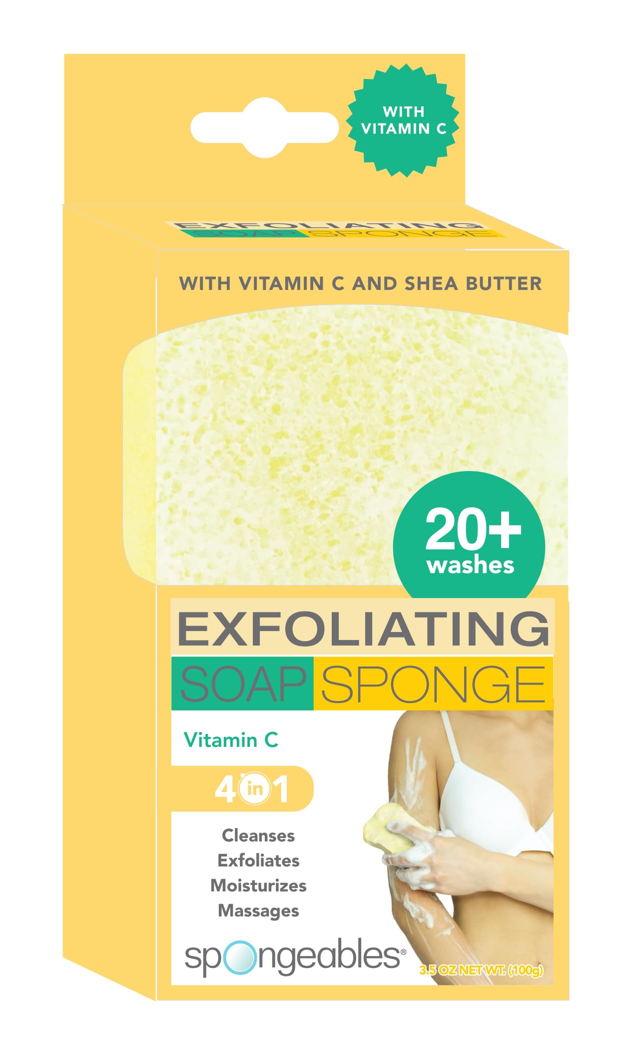 Exfoliating Body Wash in a 20+ Wash Sponge, Vitamin C, 1 Count