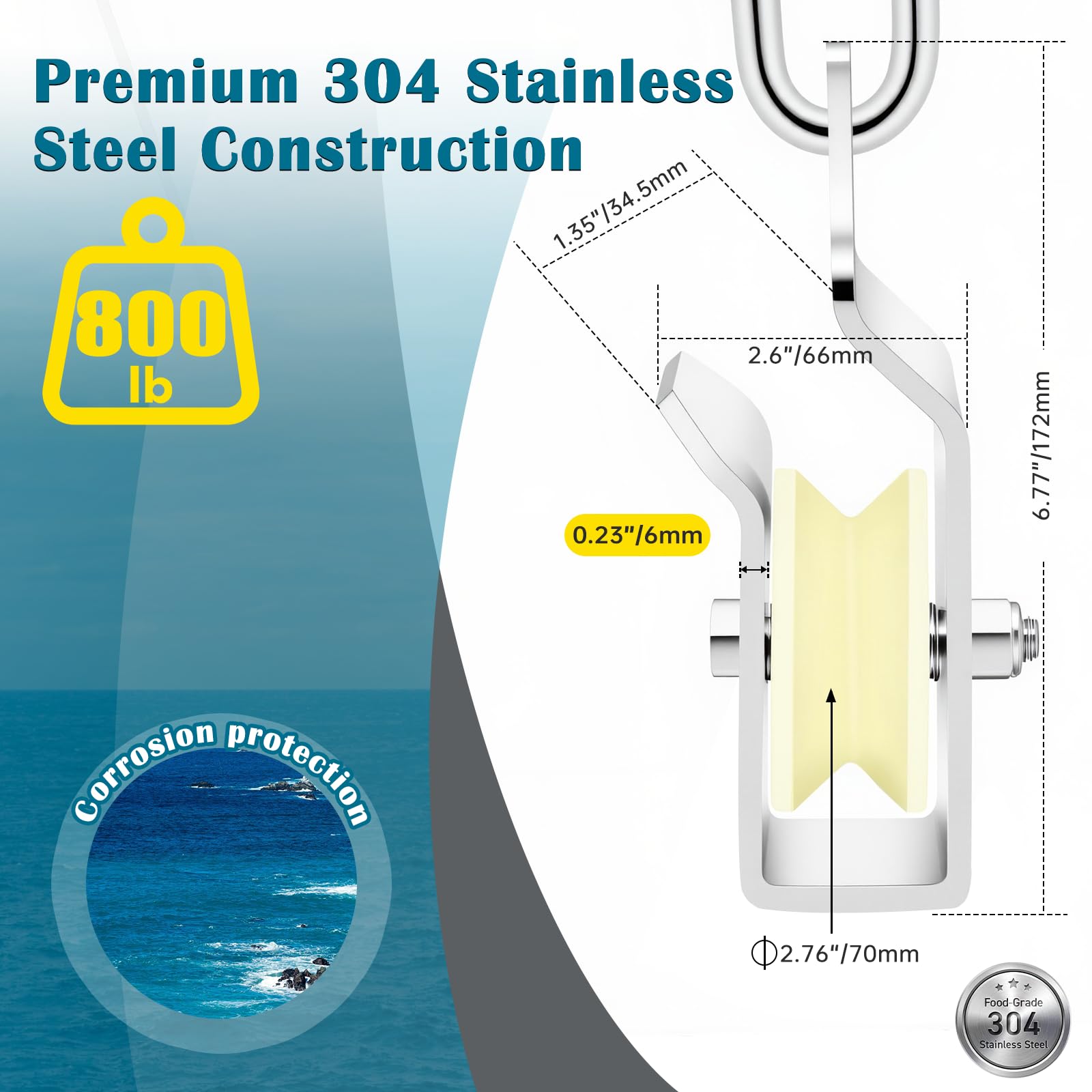 Kit d'extracteur de crabe standard en deux pièces Schedule 80, 150 kg, épaisseur 6 mm en acier inoxydable 304