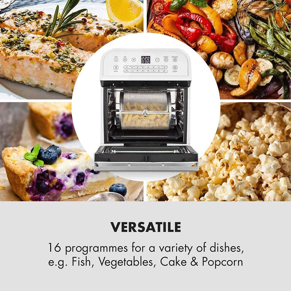 Frytownica na gorące powietrze-3D Oszczędność ogrzewania, 1600 W, Pojemność 12 L, Timer, 16 programów, Technologia konwekcji wysokiej prędkości, Timer, Termostat: od 50 do 230 ° C, 5-częściowe