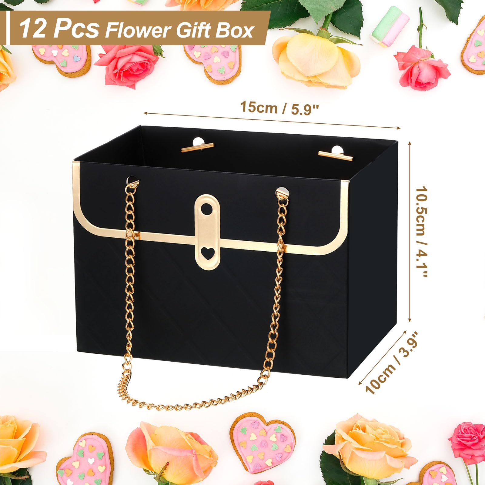 PATIKIL 5 Sacchetti Regalo Per Fiori A Forma Di Borsetta - Cartoncino Rosso Con Manici - 14x7x20 Cm - Per Bouquet Matrimonio E Compleanni