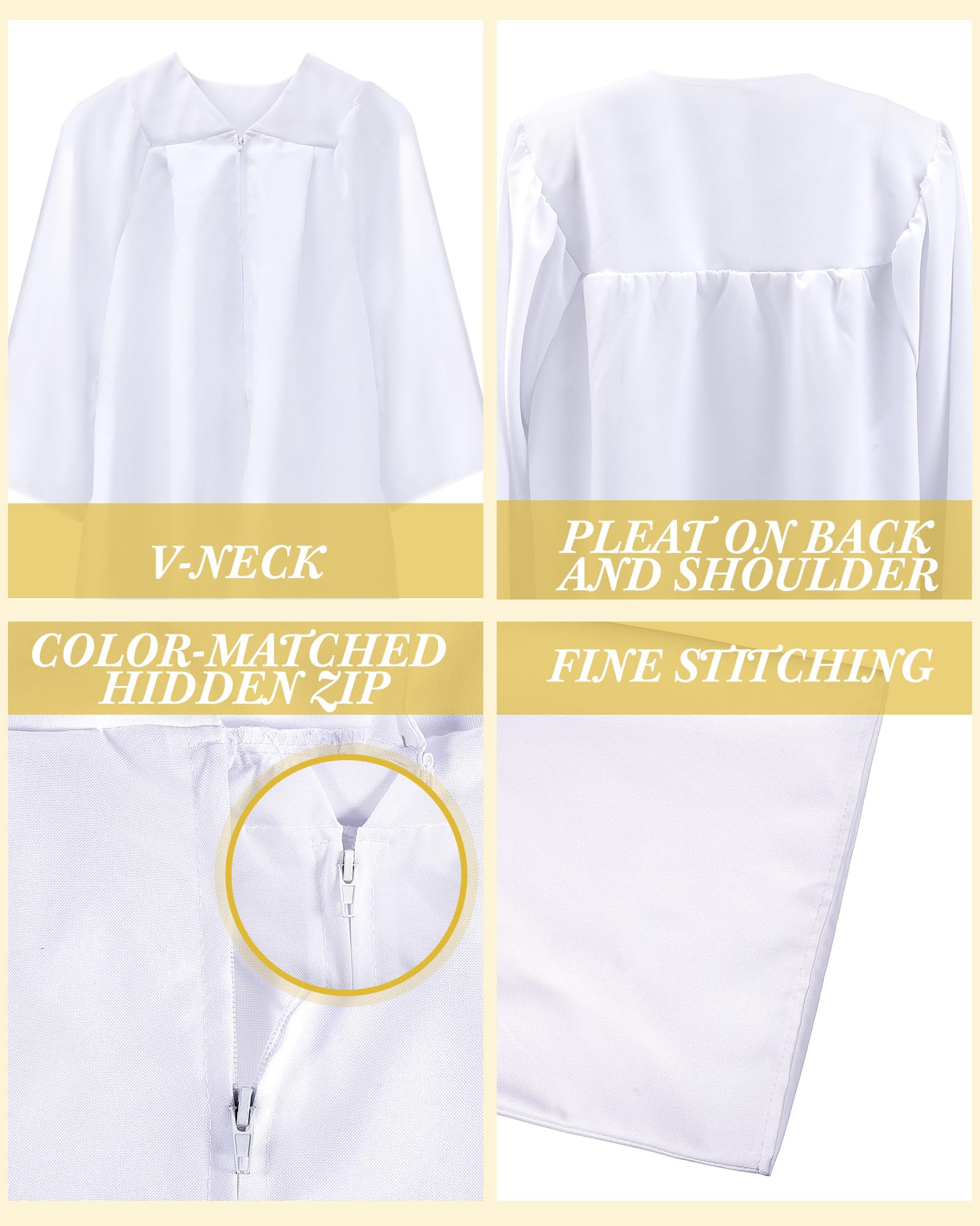 Toulite 3 piezas unisex mate batas de coro para niños, vestido de graduación para juez escolar, disfraz para bautizo, iglesia, evento, pastor