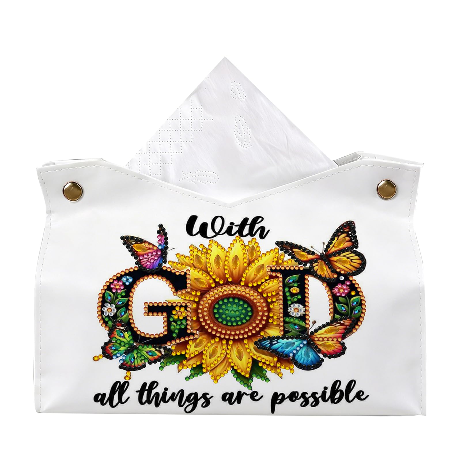 Poetrydraw God Sunflower Butterfly Quote God Sunflower Diy Diamond Art Tissue Box For Adults