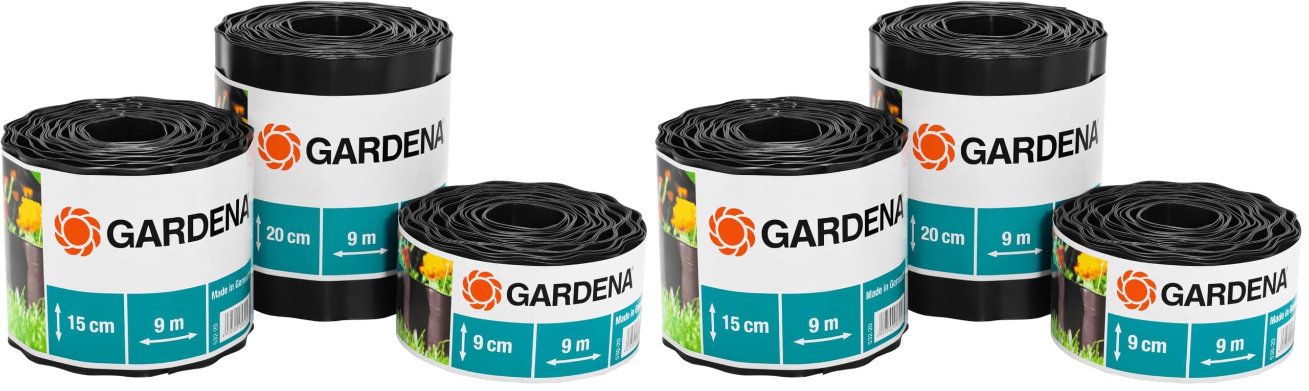 Gardena Beeteinfassung 9 cm hoch: Ideale Beet-Eingrenzung, auch für Rasenkanten, 9 m, gegen Wurzelausbreitung, Kunststoff, braun (530-20) (Packung mit 2)