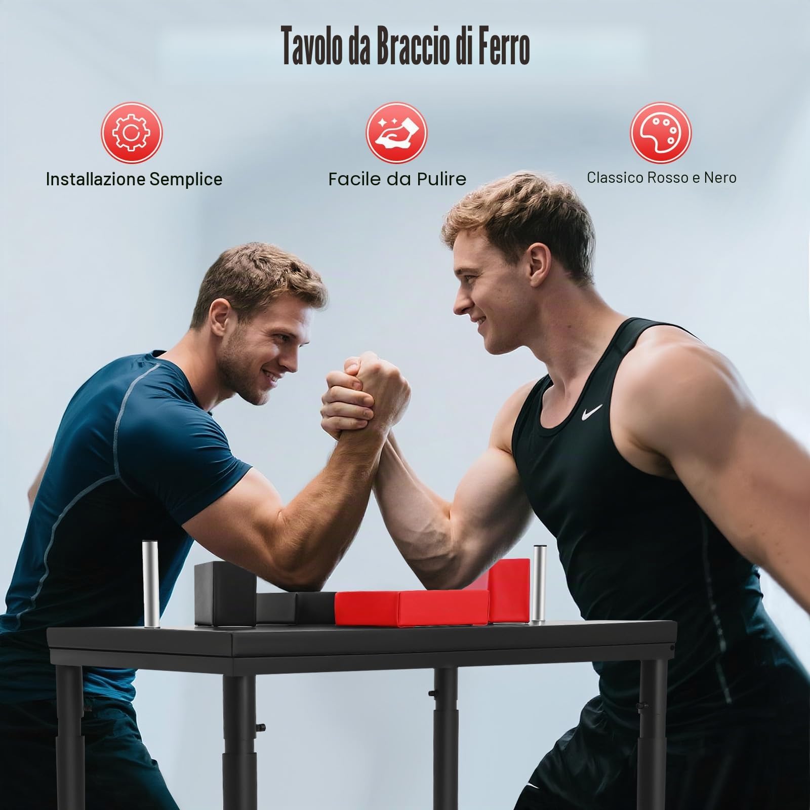 Tavolo professionale per braccio, 90 x 65 x 100 cm, capacità di carico 1T, per allenamento competizione, braccio, con forza del polso rimovibile per palestra, bar, casa