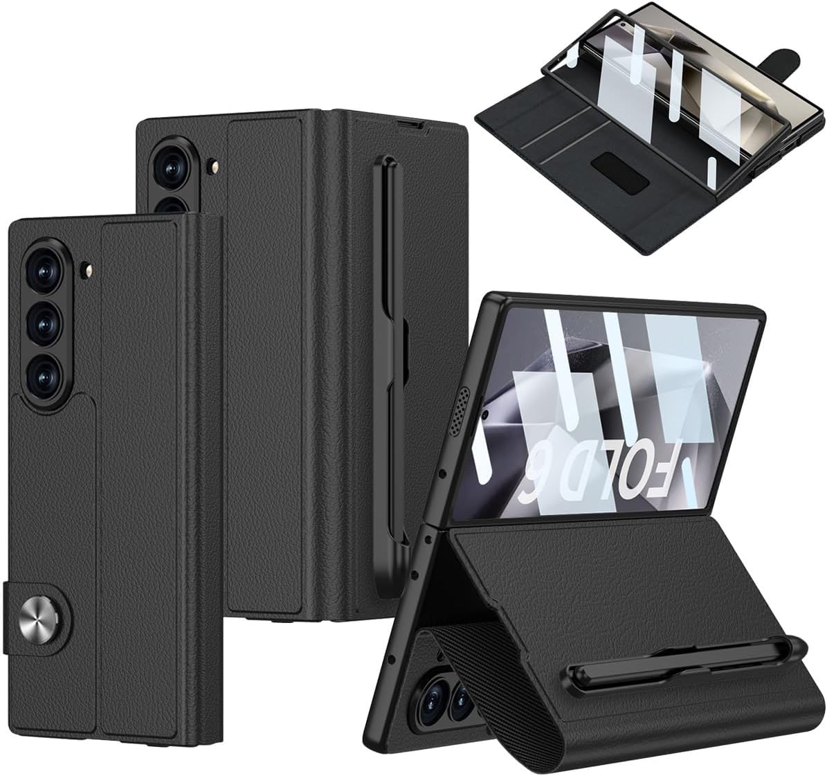 CRUPED Ultra Hybrid Premium Case Compatible with Samsung Galaxy Z Fold 6 Case with S-Pen Holder Case Flip Colorful Plating Glass Leather All-Inclusive Cover for Samsung Galaxy Z Fold 6 (Black) (B0DCC4MLY3) Amazon Price History, Amazon Price Tracker