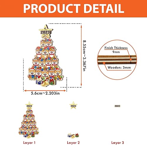 Miniatura 2 de V VIBEPY Adornos Shiba personalizados impresos, adornos de Navidad Shiba, adornos de Shiba para árbol de Navidad, adornos de 3.5 pulgadas de 3