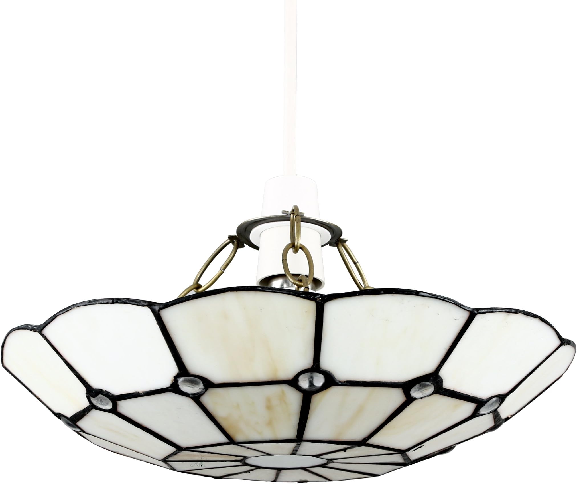 Tiffany Style White Stained Glass Cortez Jewel Ceiling Pendant Light Shade