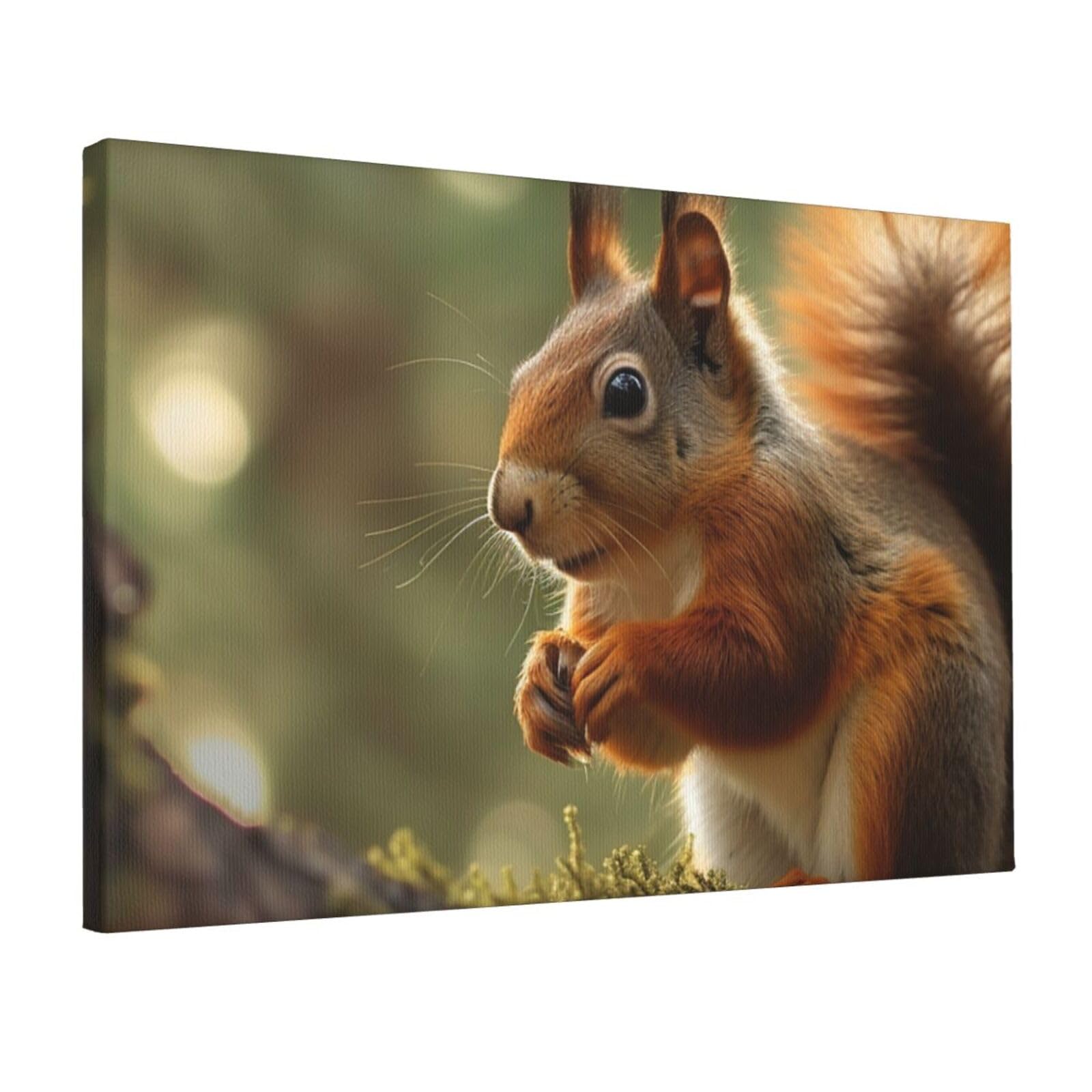 Canvas Wall Art for Living Room Wall Decor 12"x18" Modern Artwork Painting Pictures Hanging Canvas Prints Wildlife Forest Squirrel Aesthetic Wall Art for Bedroom Bathroom Office Wallart Decor